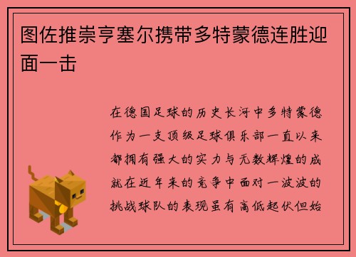 图佐推崇亨塞尔携带多特蒙德连胜迎面一击